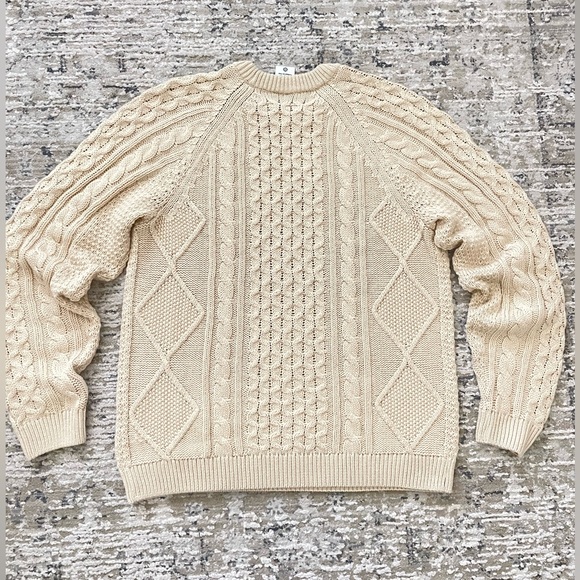 NIKE Wool Blend Cable Knit Chunky Sweater Mens S Cream / Light Beige - Picture 3 of 12